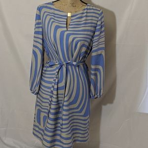 Tahari Blue and Gray Striped Dress sz 4